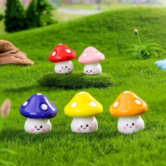 Jewelry - 12 PCs Colorful Mushroom Toy Set for Kids.  Mini mushroom for Craft Jewelry DIY